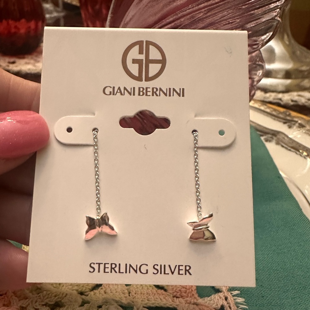 Giani Bernini Butterfly Threader‎ Drop Earrings in Sterling Silver NWT